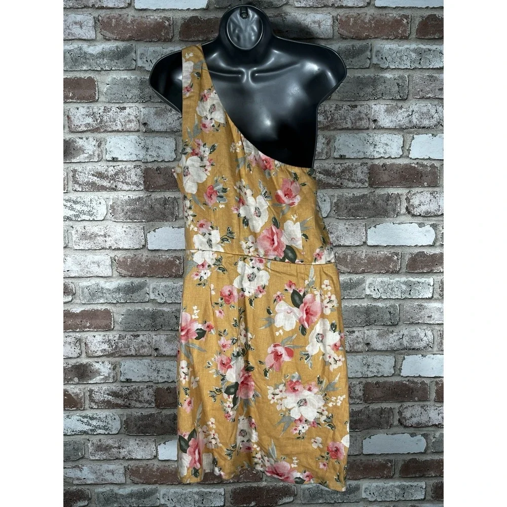 Abercrombie‎ Fitch Floral Linen Blend Dress Size Medium One Shoulder Spring